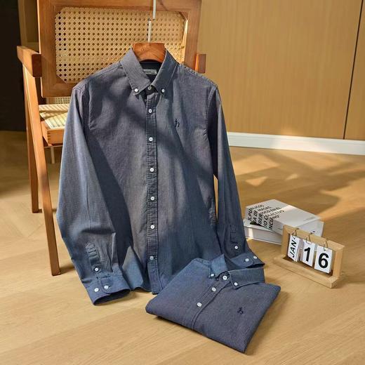 F031695春季新款长袖纯色棉质衬衫男条纹商务休闲衬衣 商品图7