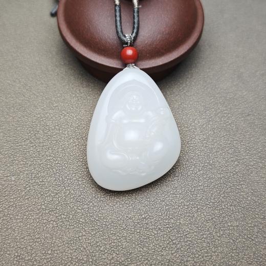 新疆和田玉且末料羊脂玉精美如意佛牌 312-14 商品图0