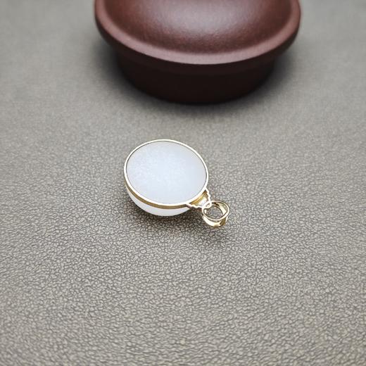 新疆和田玉且末料羊脂玉18k镶嵌包金小平安牌 312-6 商品图5