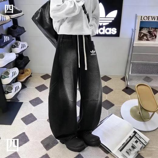 F031650复古高街感水洗做旧拼接通勤百搭廓形弯刀牛仔裤 商品图2