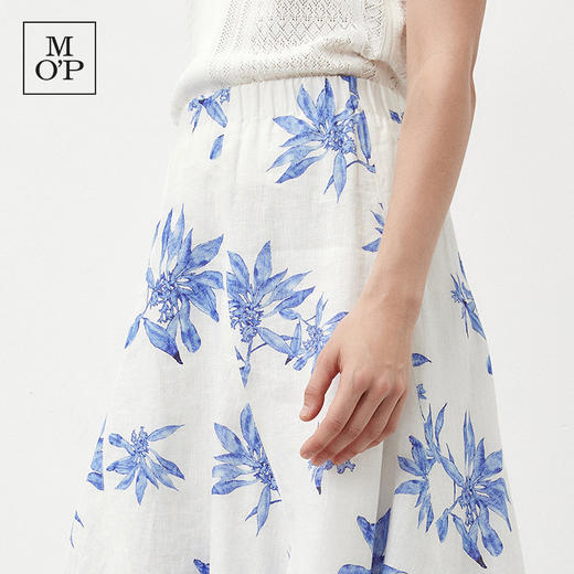 Marc O'Polo夏季新款植物印花天然亚麻舒适半身裙女长半裙 商品图4