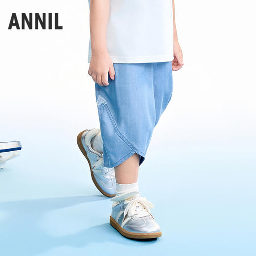 【实体店同款】女童全腰牛仔七分裤夏季新款安奈儿童装XG626202 商品图1