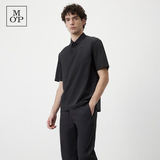 Marc O'Polo/MOP夏季新款高级黑色梭织舒适商务休闲短袖POLO衫男 商品图1