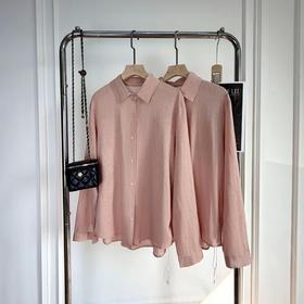 F0316102亚麻三文鱼粉衬衫早春新款高阶通勤衬衫上衣