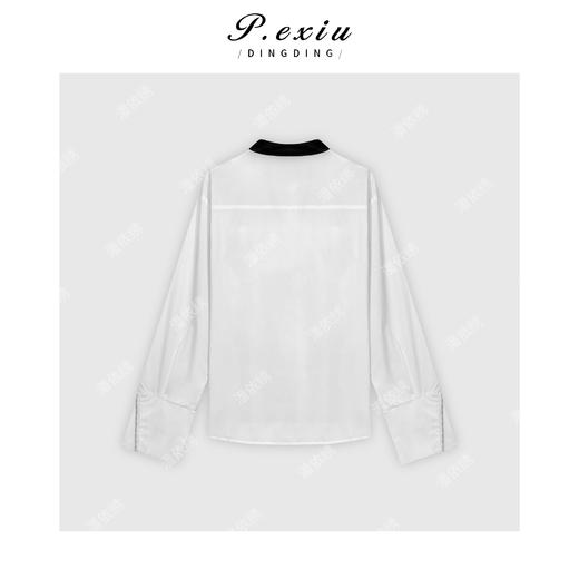 03-3潘依绣丁丁宠粉法式设计感立领拼接衬衫Q34048 商品图1