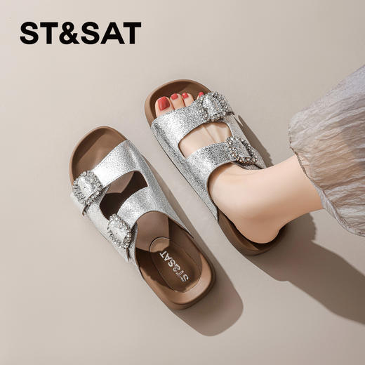 星期六26夏新款精致钻扣百搭厚底勃肯拖SSE2110CTW 商品图4