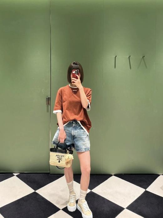 普拉达  25ss假两件三角标logo短袖T恤 男女同款（DY） 商品图0