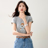 西遇圆领宽松灰色短袖T恤女2026年夏季新款撞色小狗印花休闲上衣SS060228 商品缩略图2