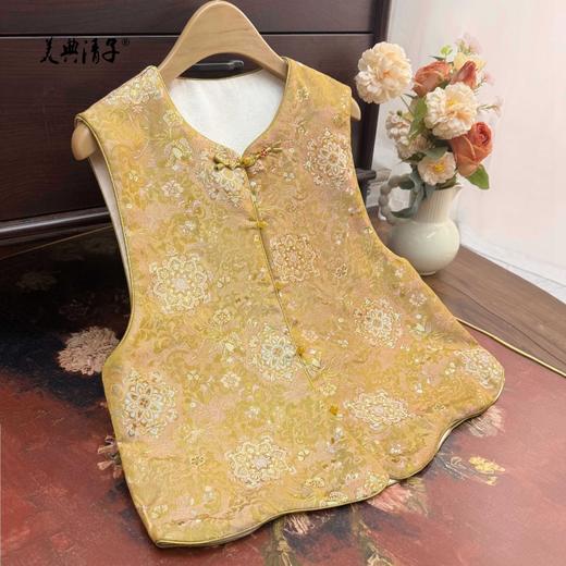 新中式提花双面穿圆领单排扣马甲 商品图3