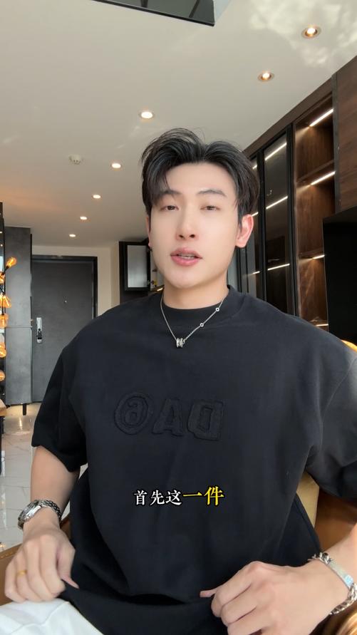 39016SDSA男装2026新款高贵轻奢美式时尚贴布字母圆领短袖T恤宽松百搭 商品图0