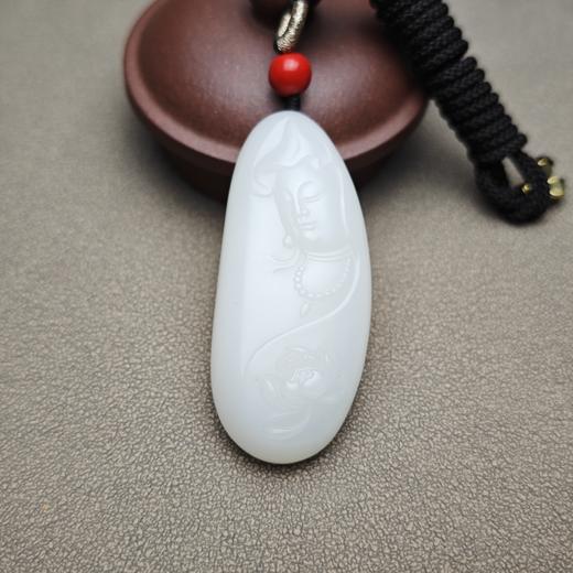 新疆和田玉且末料羊脂玉观音牌 312-15 商品图0