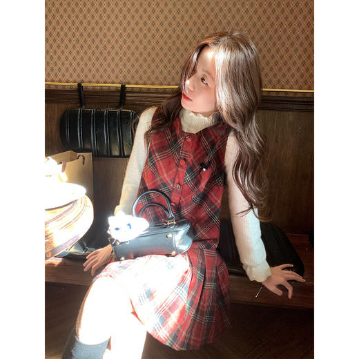 <曾小咸推荐>3.18现货秒杀 ！微信超特价！韩系红格子背心连衣裙 日常209.99 立减120 秒杀89.99！！ 商品图3