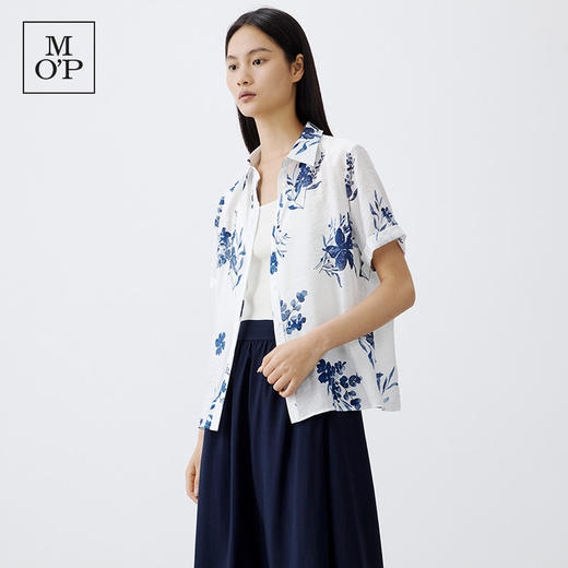 Marc O'Polo/MOP 夏季新款好看翻领新中式印花度假透气短袖衬衫女 商品图2