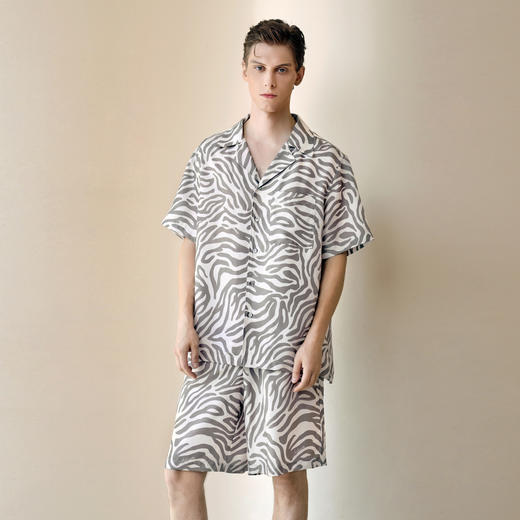 Solo seta男士真丝印花短袖短裤套装桑蚕丝可外穿家居服2026春夏 商品图1