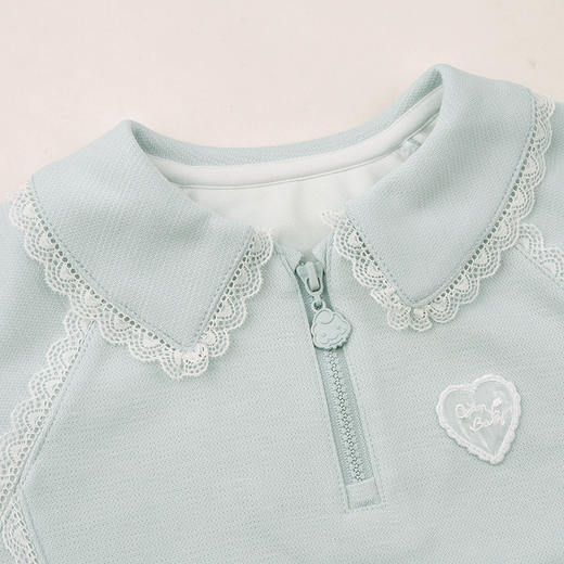 棉果果春季新品女童针织复合蓝色翻领套头卫衣M122180226113 商品图3