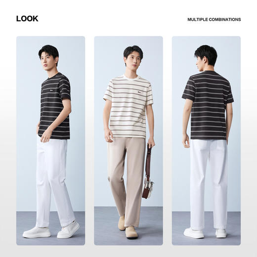 【经典条纹撞色】柒牌男式短袖T恤26春夏新品圆领套头休闲上衣 130T72260 商品图2