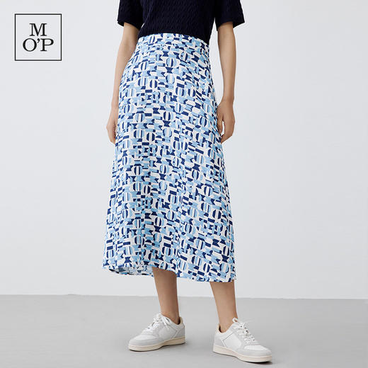 【汤曼妮粉丝专享】MOP 夏季新款时尚薄款透气几何印花长款半身裙 商品图1