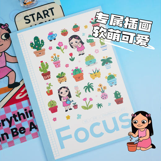 趁早rarakiera胶装本可爱卡通B5大号记事本学生作业练习本横线田字格英语本 商品图3