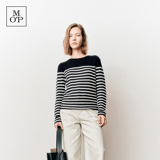 Marc O'Polo/MOP25春秋季新款宽松时尚纯棉条纹圆领长袖T恤女上衣 商品图4