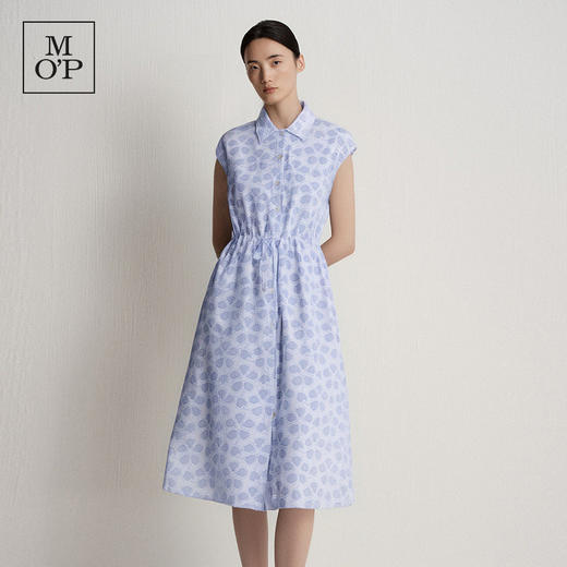 Marc O'Polo/MOP夏季新款好看时尚印花肌理条纹收腰polo领连衣裙 商品图0