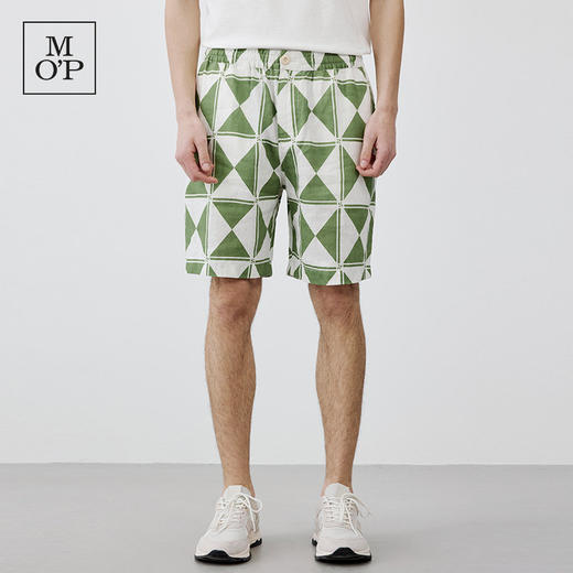 Marc O'Polo/MOP 夏季新款高级亚麻格子纹宽松透气五分休闲短裤男 商品图1