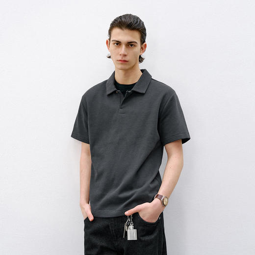 714street索罗娜抗皱耐磨休闲老钱POLO衫男2026夏季半开领翻领T恤 商品图2