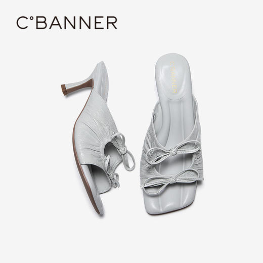 【上新】【静音系列】千百度真皮细高跟凉拖鞋女2026夏季新款拖鞋A26354176 商品图4