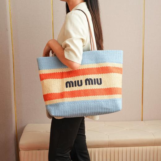 缪缪  拉菲草编拼绵线编织托特包（LZ） 商品图1