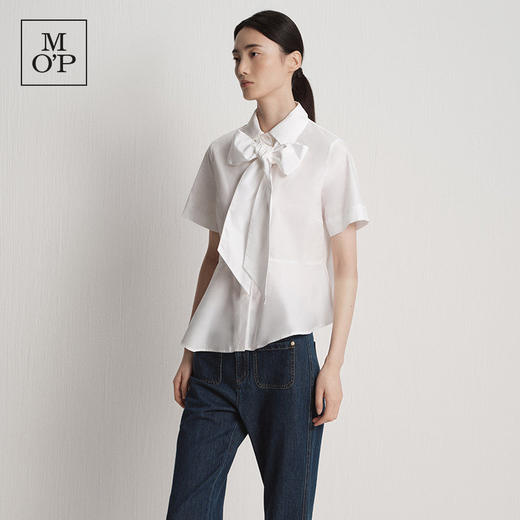 Marc O'Polo/MOP夏季新款好看白色时尚设计裁剪法式女士短袖衬衫 商品图1