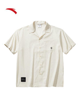 安踏凯里欧文系列休闲短袖衬衫男纯色美式重磅正品上衣172621112