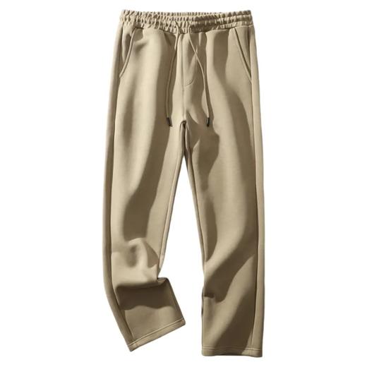 F031646空气层棉纯色复古风抽绳松紧腰休闲裤人体学裁剪直口裤脚运动卫裤 商品图1