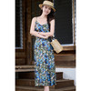 蓝绿印花长裙 海边度假吊带裙 米思阳2026春夏新款法式复古通勤OL打底连衣裙 商品缩略图1