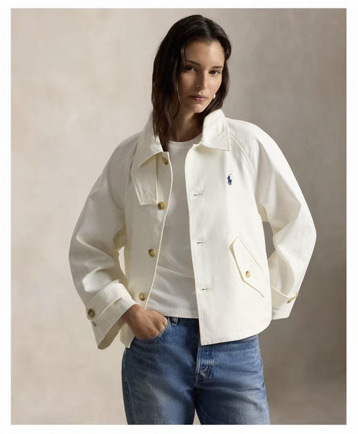 【秒杀价已调 直接拍】RL 拉夫 早春升级款棉麻混纺斗篷 白色风衣外套 商品图0