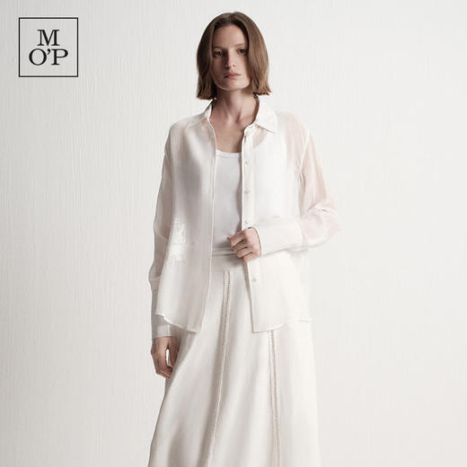 Marc O'Polo/MOP夏季新款好看时尚气质立体绣花白色女士长袖衬衫 商品图0