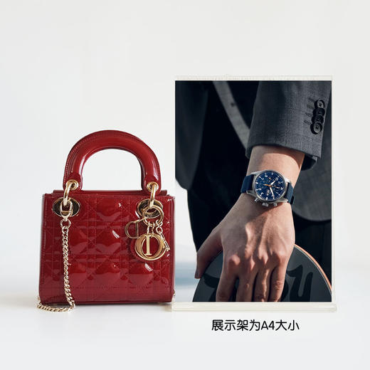 【95新】Dior迪奥LADY DIOR手袋迷你红色漆皮三格戴妃链条包手提单肩包女士130326HS10 商品图9