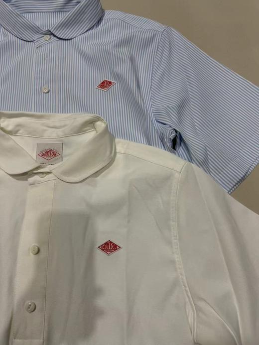 F031688简约日系甜美娃娃领纯色条纹套头短袖衬衣衬衫 商品图5