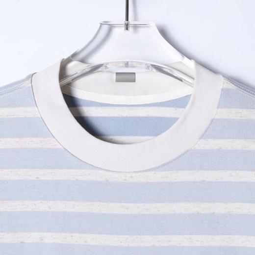 A612189SDSA男装2026新款高贵轻奢撞色条纹圆领短袖T恤刺绣花朵设计百搭 商品图2