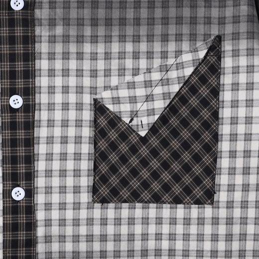 SDSA男装2026新款高贵轻奢撞色小格拼接子翻领长袖衬衫百搭休闲 商品图2