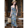 蓝绿印花长裙 海边度假吊带裙 米思阳2026春夏新款法式复古通勤OL打底连衣裙 商品缩略图2
