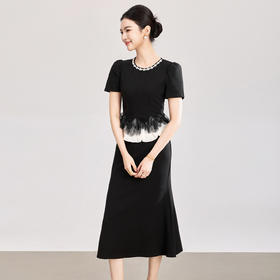 「高货wl」全新升级【铂金会员339/天猫459/差价120】(10205)洛诗琳法式名媛镶钻假两件连衣裙2026新款修身显瘦包臀裙