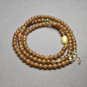 新疆和田玉且末料金沙糖精美6mm108念珠 312-21