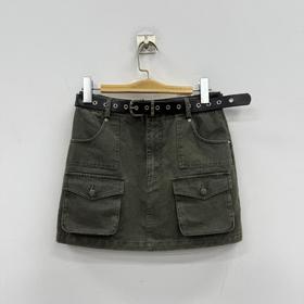 NC配皮带双口袋工装短半裙60120（绿）夏季 162011630321
