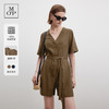 Marc O'Polo/MOP夏季新款好看时尚V领短袖天然亚麻连体短裤女套装 商品缩略图0