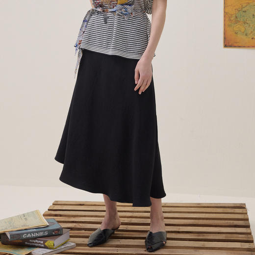 谜底斜裁半裙2026年夏季新品下摆喷色复古艺术中长裙女262MB0624 商品图1