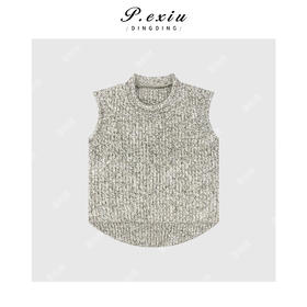 03-3潘依绣丁丁宠粉韩系圆领花纱无袖马甲毛织针织Q2139