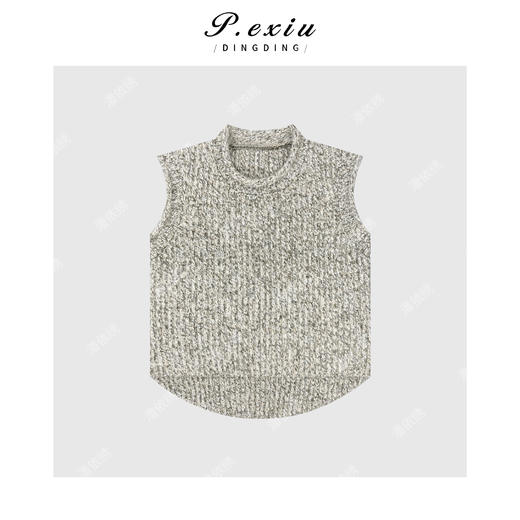 03-3潘依绣丁丁宠粉韩系圆领花纱无袖马甲毛织针织Q2139 商品图0