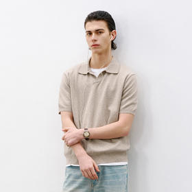 714street正肩合身休闲短袖POLO衫男款2026夏季老钱风小V领针织衫