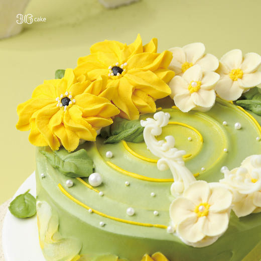 白羊座 ∙ 向阳花地 ∙ 抹茶鲜果韩裱蛋糕，可选1/1.5/2.5/3.5/6磅 | 36CAKE 商品图1