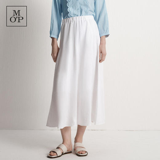 Marc O'Polo夏季新款好看天然亚麻舒适白色长款A字半身裙女士半裙 商品图0