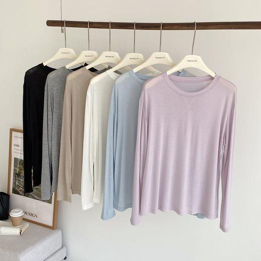 天丝醋酸莱赛尔绵羊毛打底衫 春夏薄款圆领空调防晒罩衫 商品图0